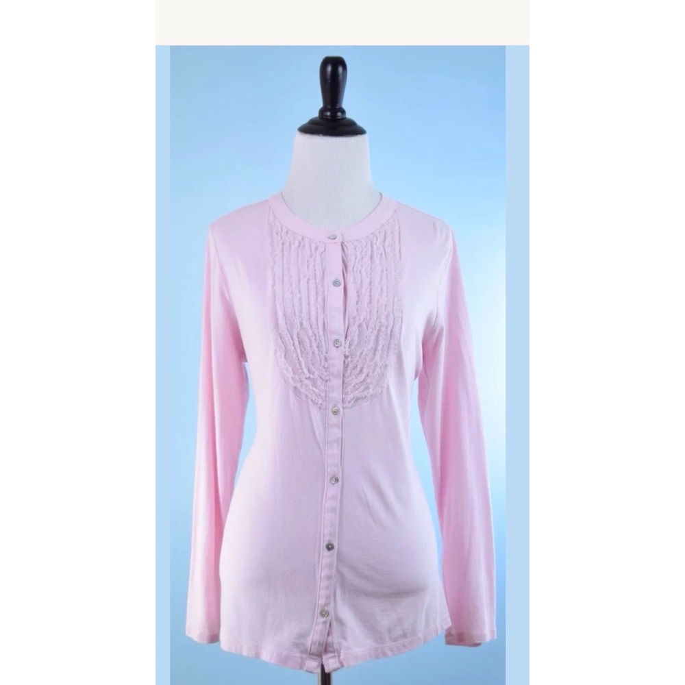 J JILL pink cotton linen top XS